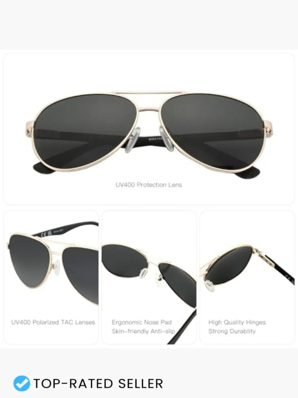 Polarized Aviator Sunglasses Carbon Fiber Temple Pilot Mirrored Lens UV